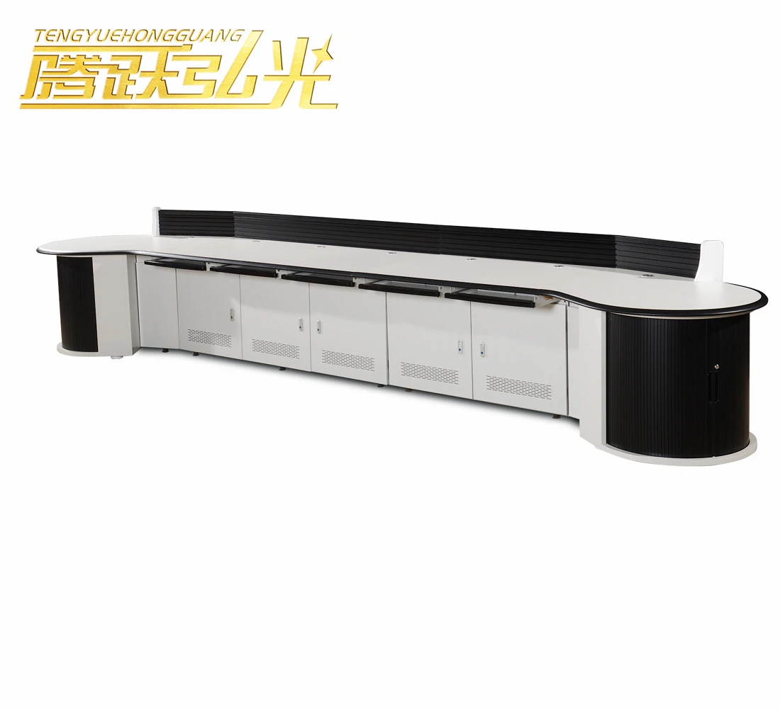 customize arc shaped work station desk control room console table command center monitoring console