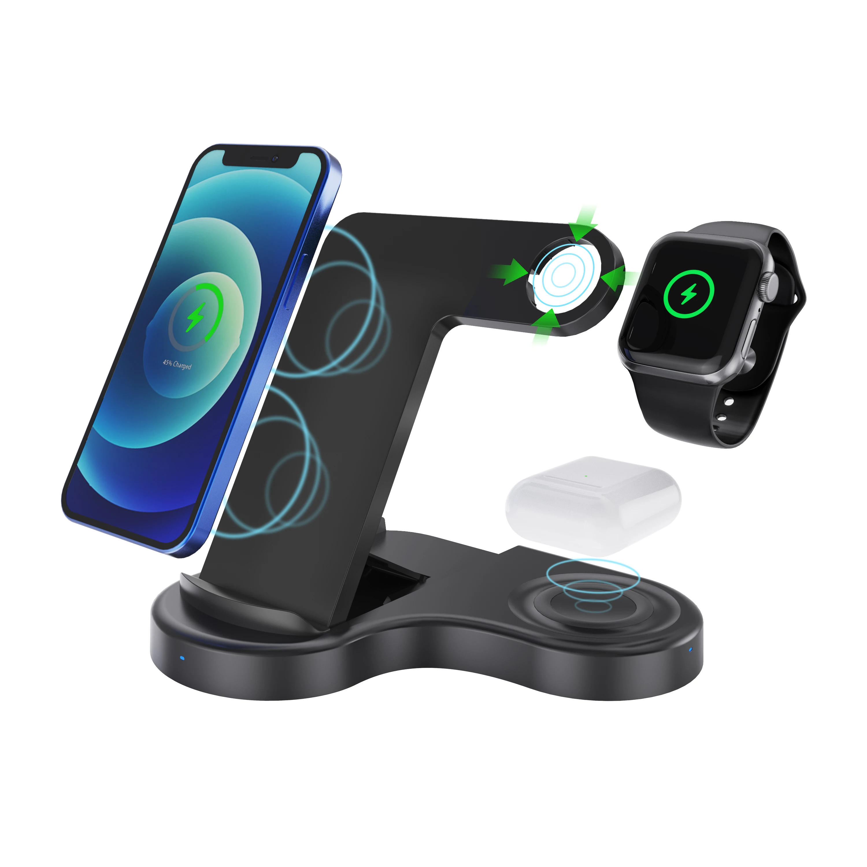 Oem Universal Adjustable Angle Smart Sensor Desk Charger Wireless Charger Stand 4 In 1 For Xiaomi