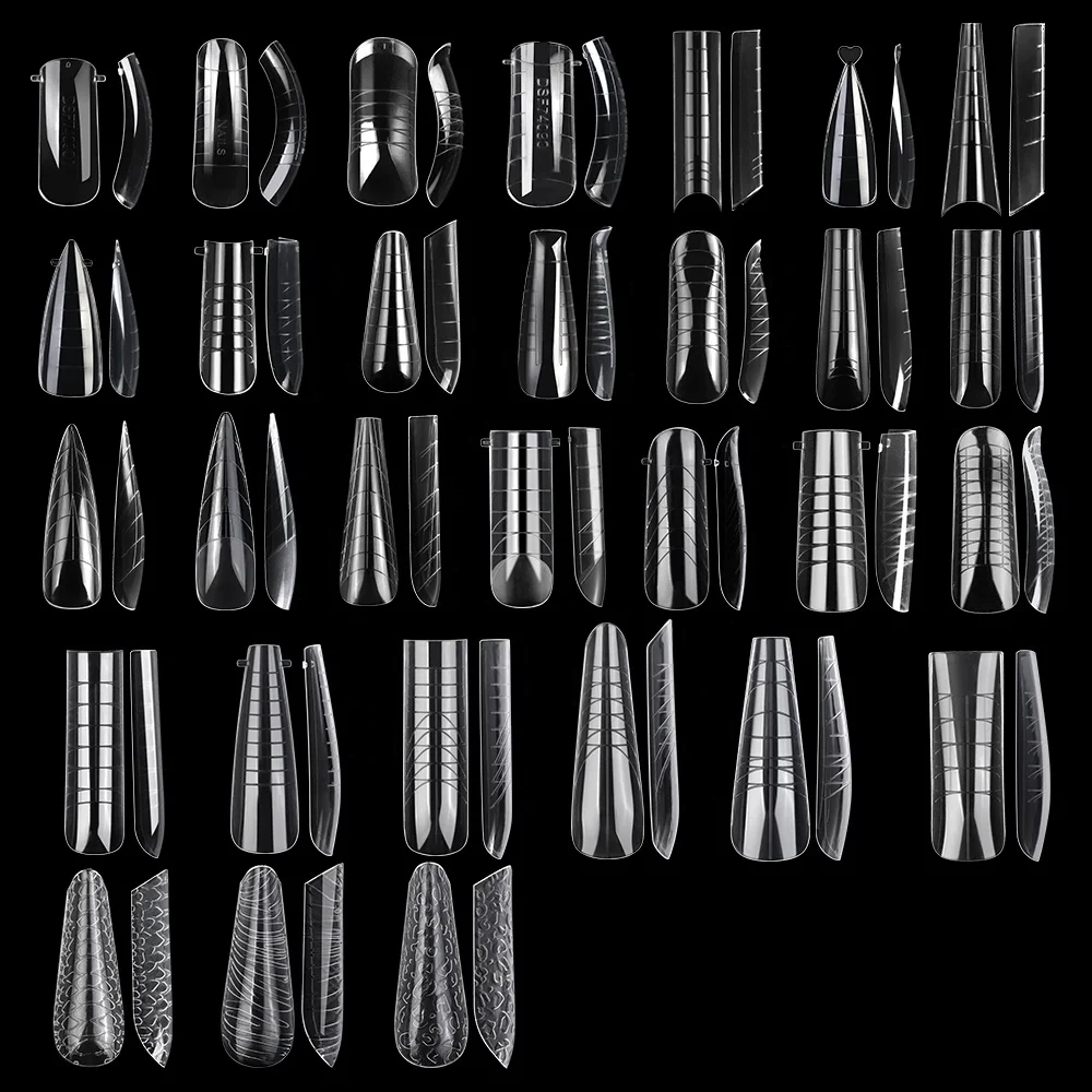 Gelsky Nail molds Plastic Nails Form Mix 12 Styles Nail Tip Forms Suit Dual Form Set