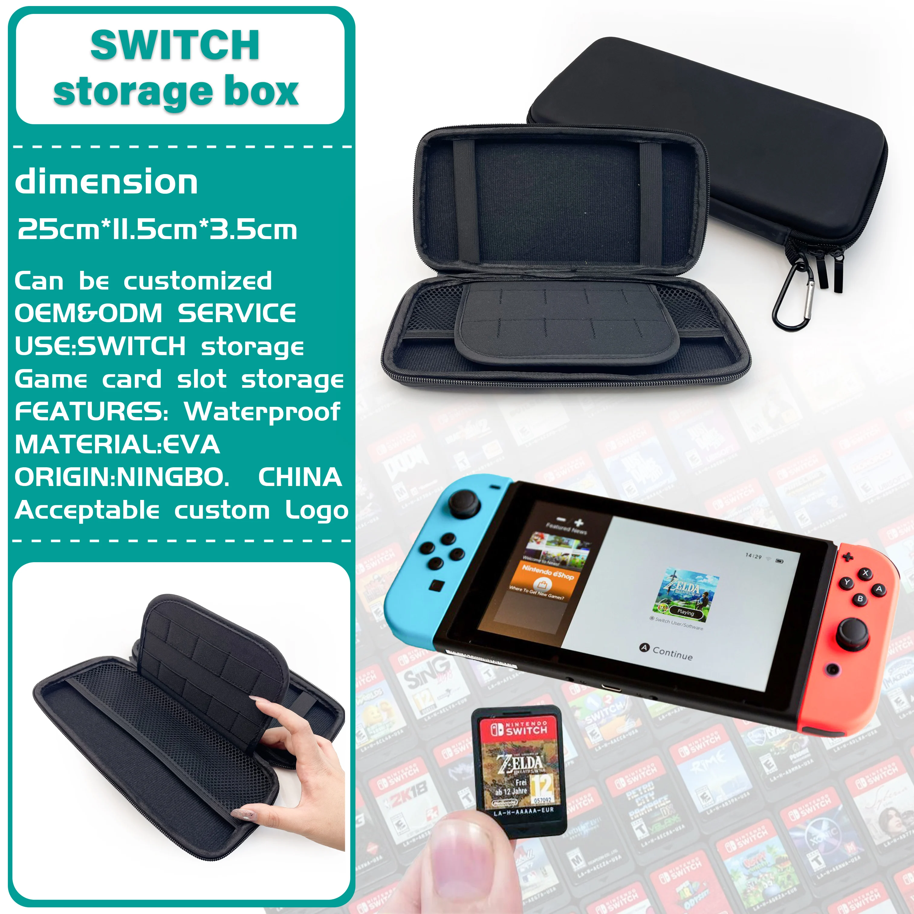 Switch Carrying case bag Compatible with Nintendo Switch with 20 Games eva Travel Carrying Case Pouch for Console & Accessories