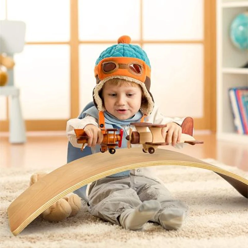 Fitness Balance Curvy Board Multifunction Rocker Wooden Wobble Balance Board For Kids
