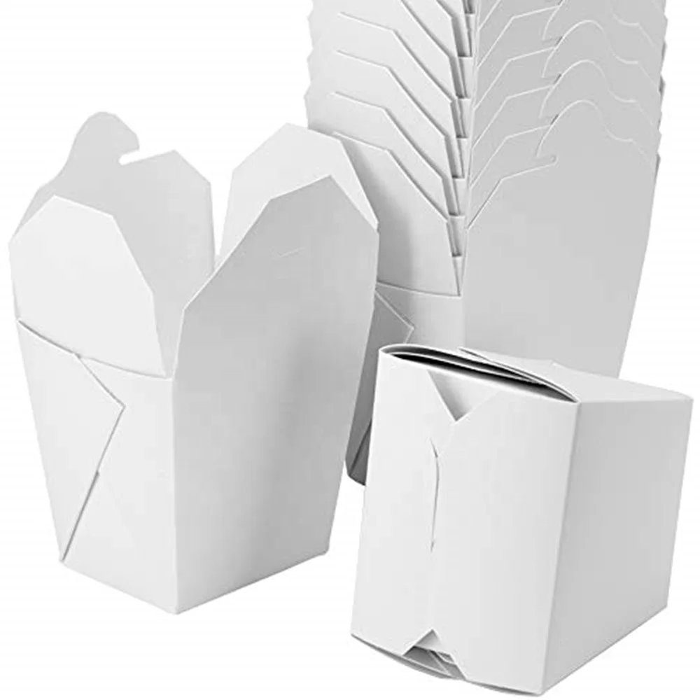 Custom Microwavable White Chinese 8 oz Mini Take Out Boxes Stackable Pails are Recyclable Treat Box for Restaurant Paper