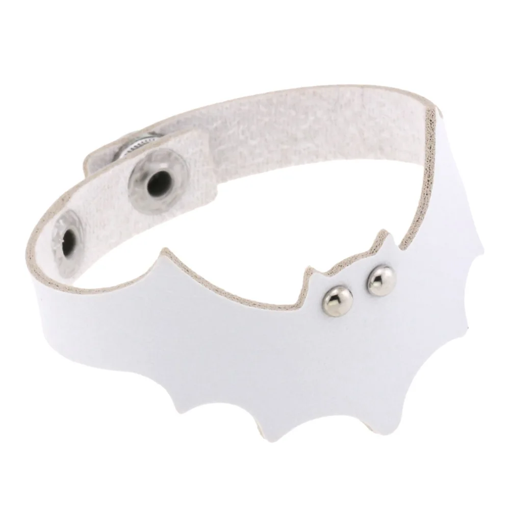 Unisex Fashion Handmade Wide PU Leather Punk Bangle Bat Bracelets
