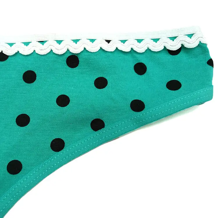 Cute sprinted spot cotton underwear thong panties for young girl factory price wholesale underwear