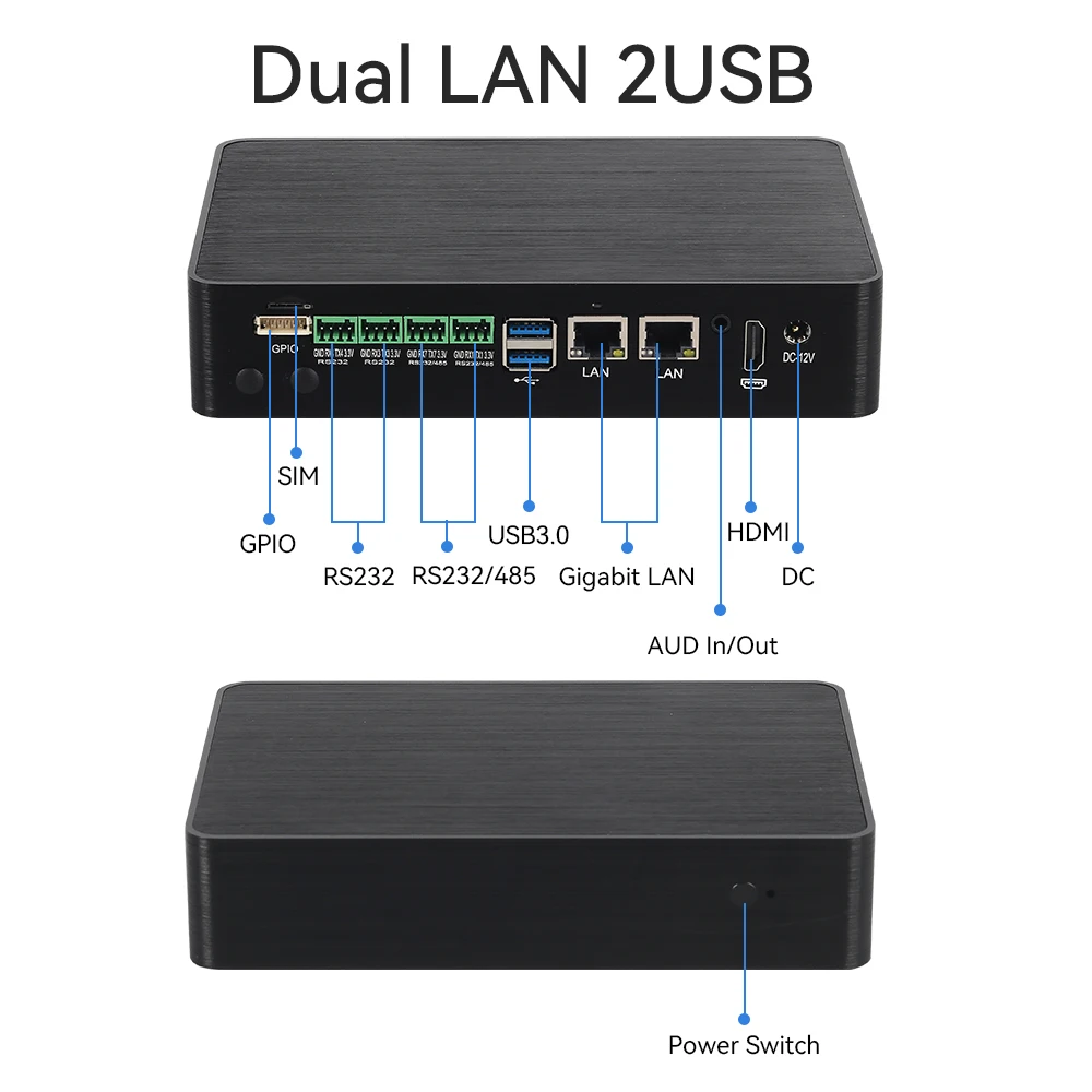 ARM Mini PC RK3568 2G DDR4 16G eMMC Dual RJ45 LAN 4 RS232 RS485 COM GPIO Industrial Android Fanless Embedded Computer