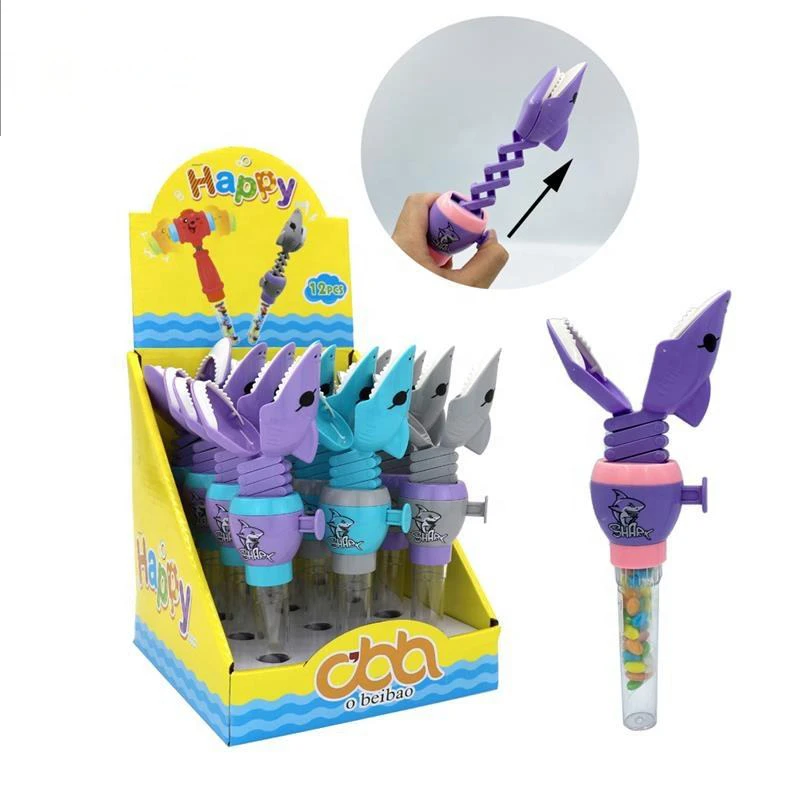 Promotional toys telescopic shark head  fill In candy underwater world toy candy