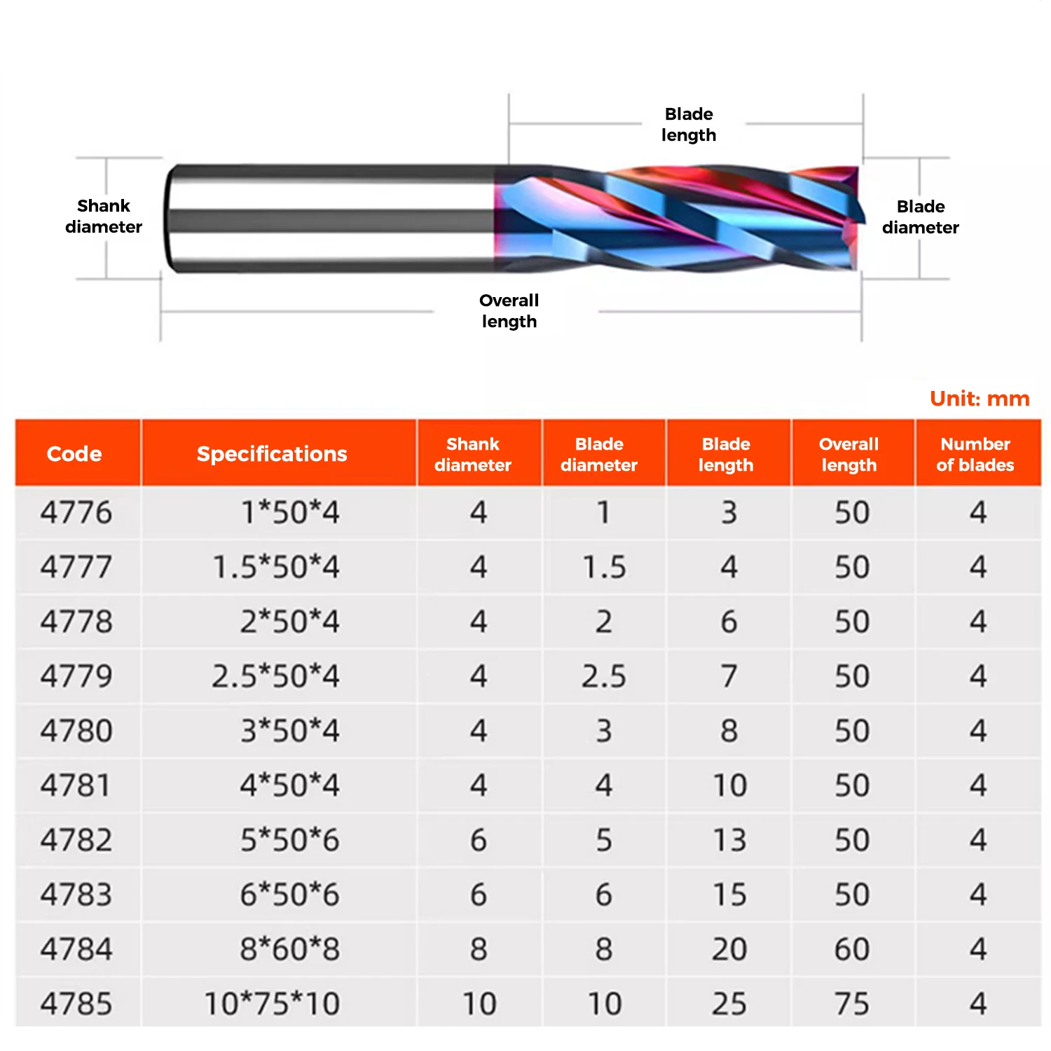 MDBT HRC65 4 Flute High Hardness Solid Carbide End Mills carbide end mill tungsten steel end mill with TiAlN coated Mold Making