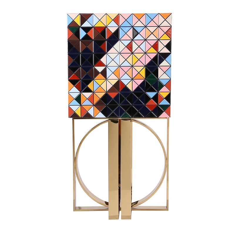 Luxury home bar wine counter cabinet solid wood furniture living room glass wine cabinet