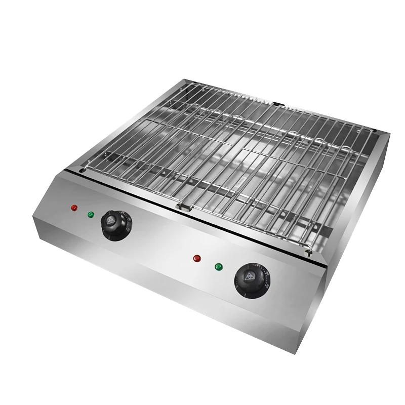 High-power Electric BBQ Grill with Air switch & Dual control Table-top Square Kebab Barbecue machine for BBQ Party