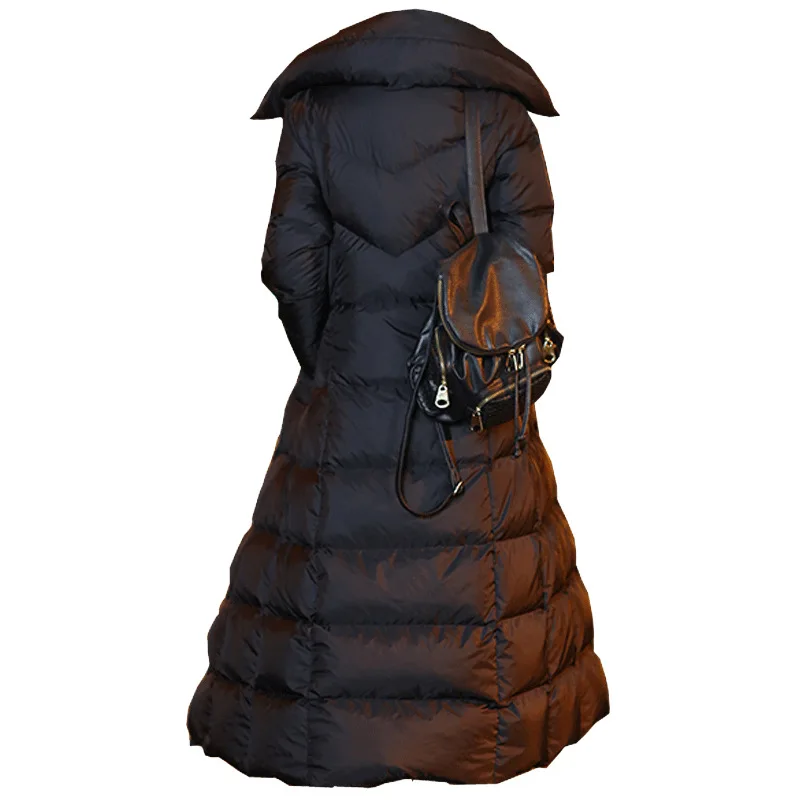 
Long section long knee long section thickening ladies hooded down jacket 2019 autumn and winter new Korean jacket 