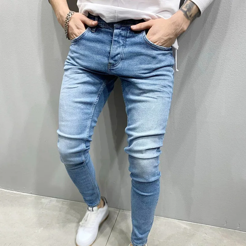 Fashion Slim Waxed Denim Jeans, pants High Quality Mens Coated Jeans Pants Custom Multi Pockets Cargo trousers/