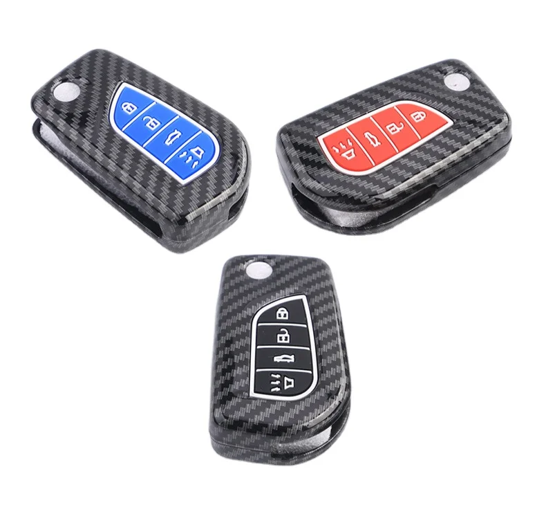 High material  Car Key Case For Toyota carbon fiber Silicone Car Key Cover