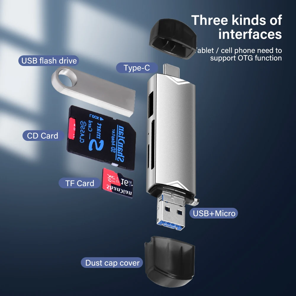 6 in 1 Multifunction USB Card Reader U disk Type C/Micro Usb/Tf/SD Flash Drive Memory Card Reading Adapter Phone Accessories