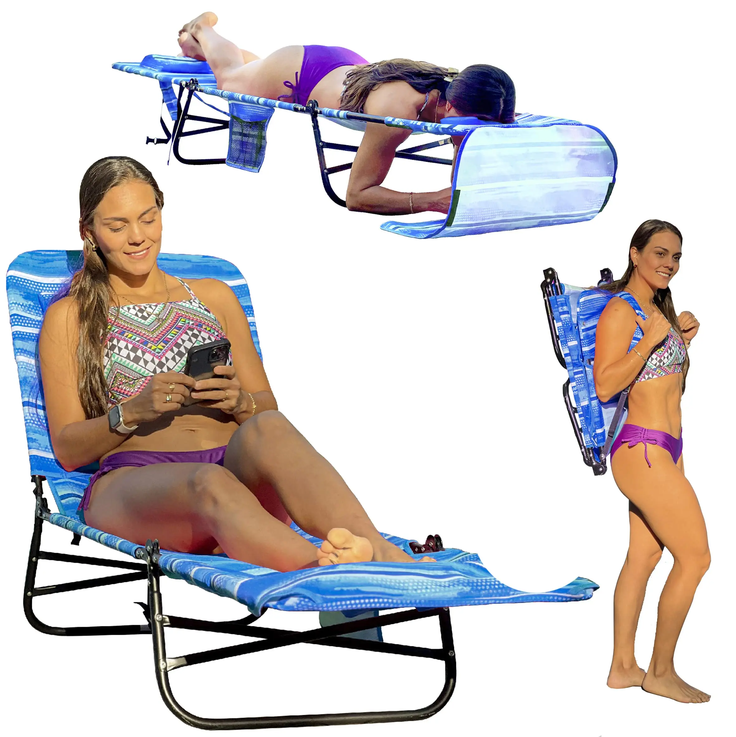 Wholesale Outdoor Pool Adult Portable Lightweight Folding Adjustable Patio Lounger Bed Camping Reclining Beach Sun Lounge