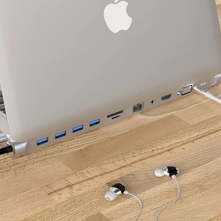 All in one Space Gray 11 in 1 Type C Expansion Docking Station Adapter  Laptop USB Hub