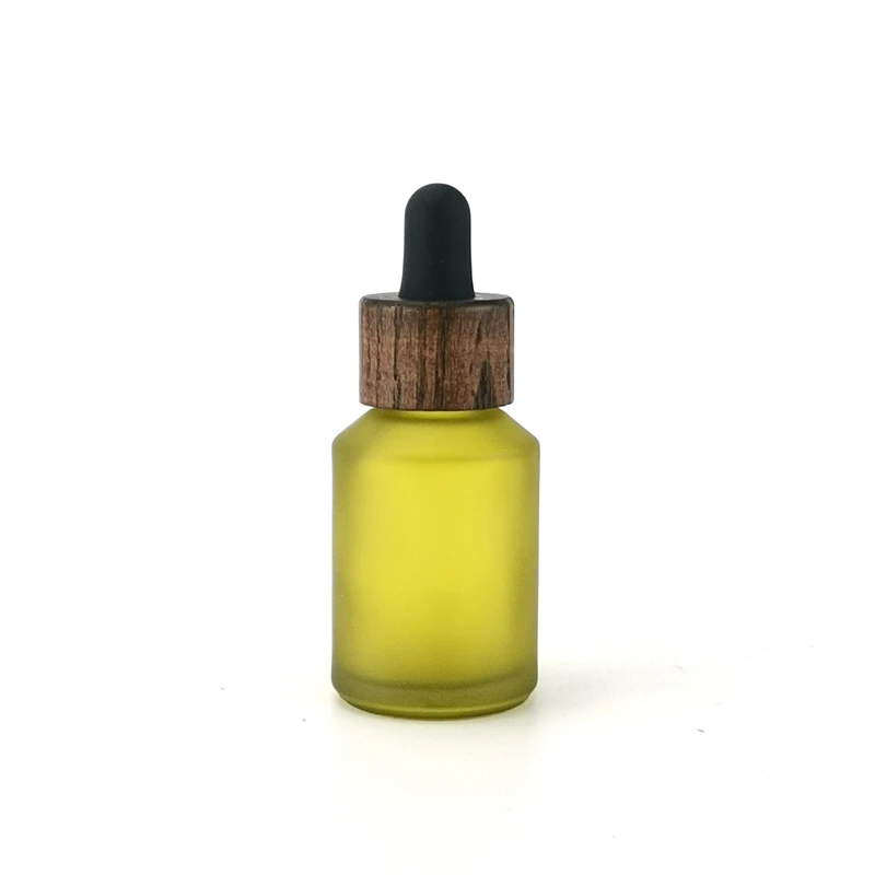 sloping shoulder bottle 30 ml  serum dropper glass bottle 1 oz olive green glass bottle with wooden dropper pipette for body oil