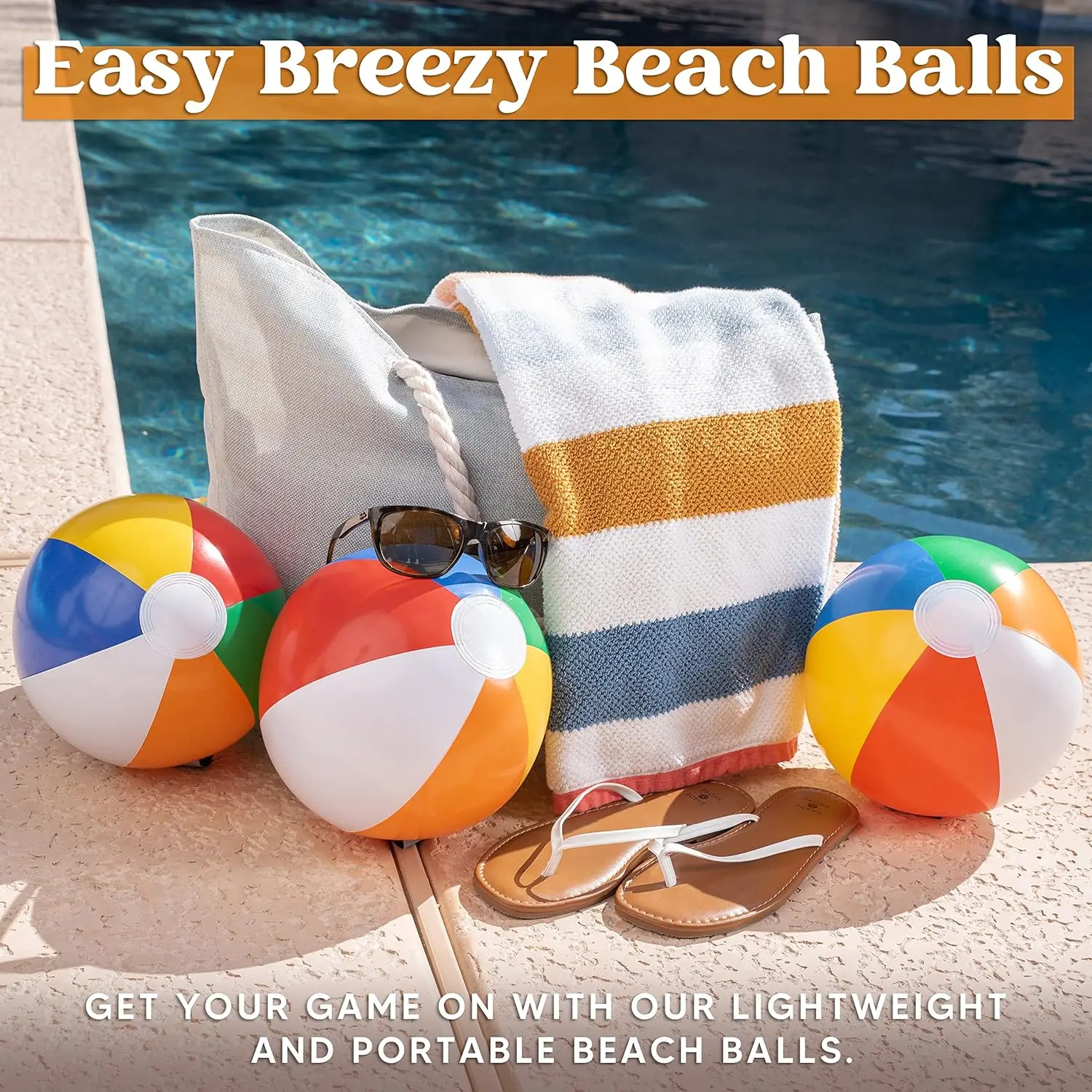 Rainbow Beach Balls, 12' Inflatable Beach Balls Swimming Pool Toys for Summer Water Games Kids Birthday Party Supplies