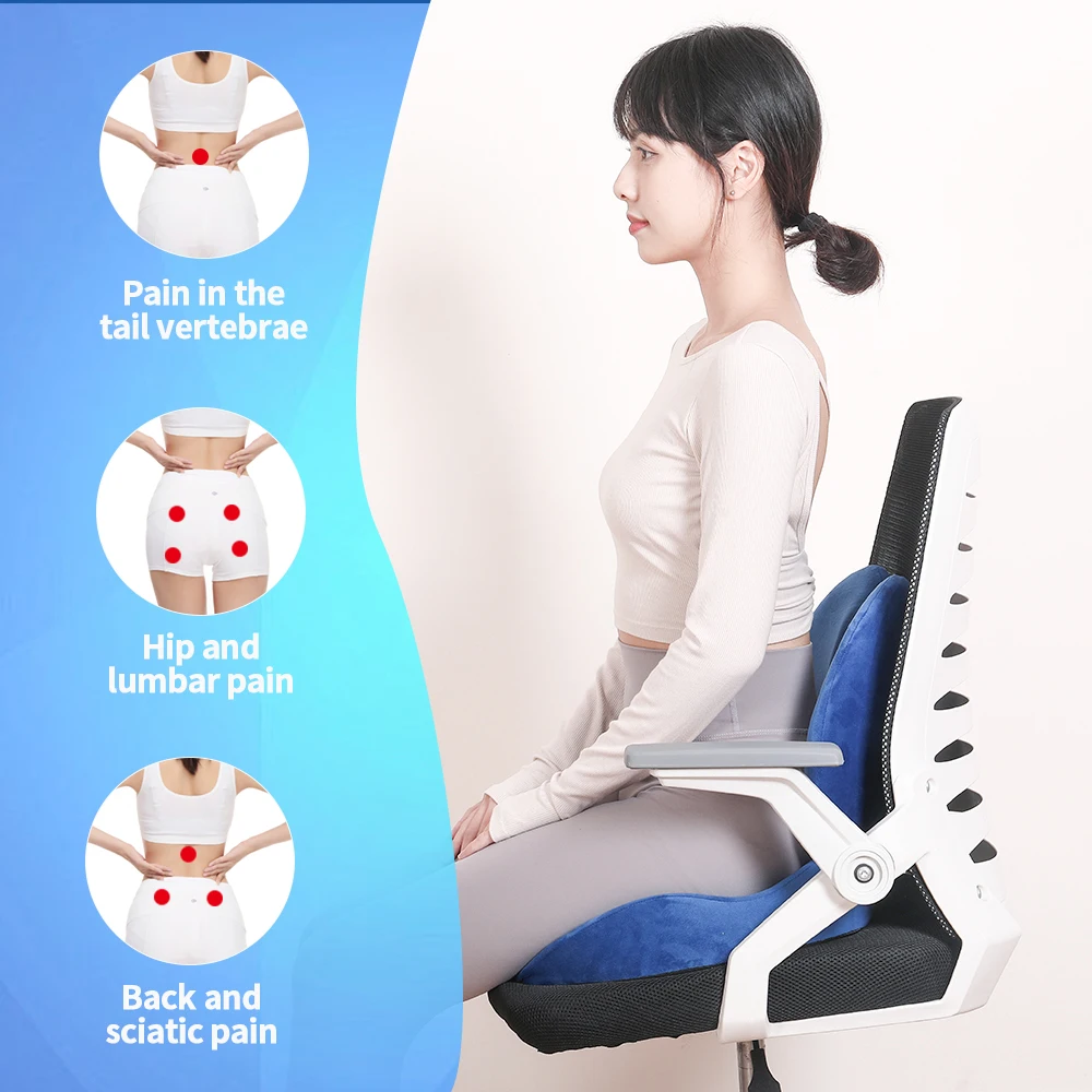 orthopedic Ergonomic Design Pain Relief Office chair Cotton Anti Slip Memory Foam lumbar pillows seat cushions
