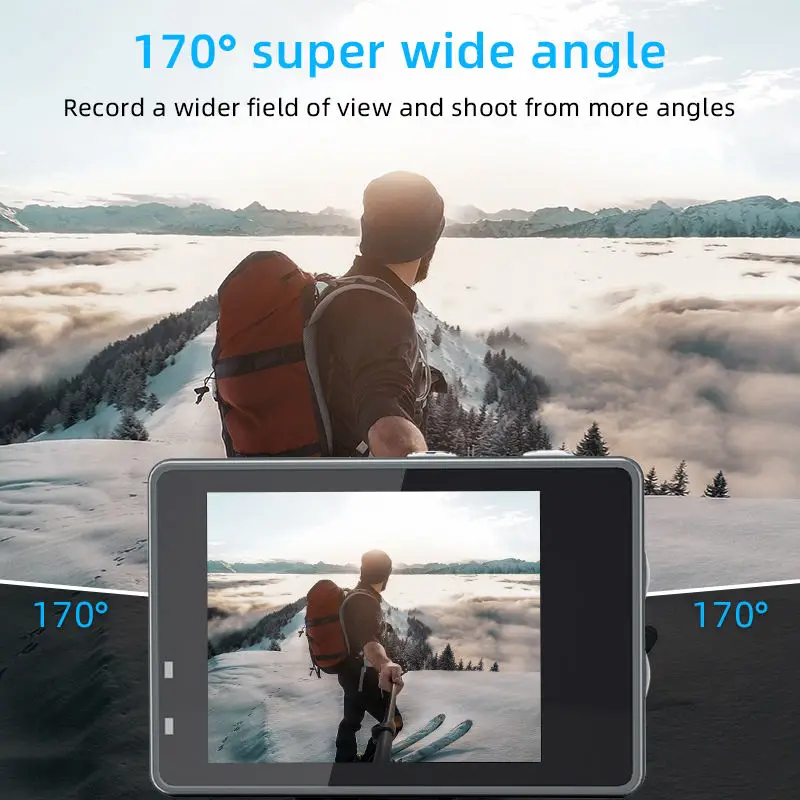 2024 High-end V316 Chipset 5K 30FPS UHD WIFI Sports Cam 170 degree wide view Double screen Remote control camera Action Camera