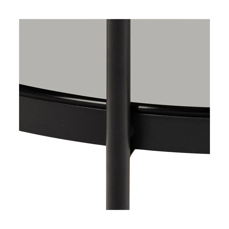 Luxury Matt oak melamine coffee table with modern round smoke glass shelf coffee table