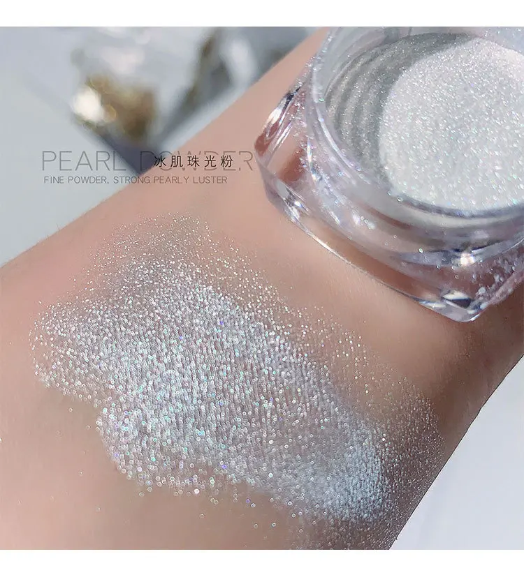 Good quality mermaid chrome nail powder shimmer white mirror dust pigment glitter white pearl chrome powder nails