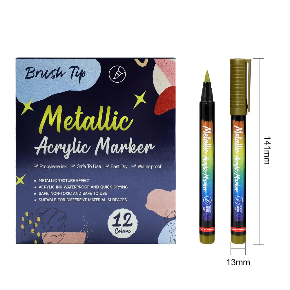 Artistro Acrylic Paint Pens Marker 12Color Fabric Markers Permanent Set De Marcadore Sketch Pen For Wall Art