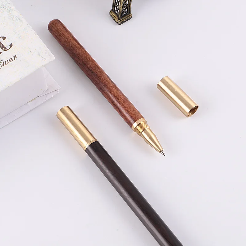 High-end mahogany Ebony Brass signature pen Creative Mahogany Custom neutral pen Gift box Metallic brass pen