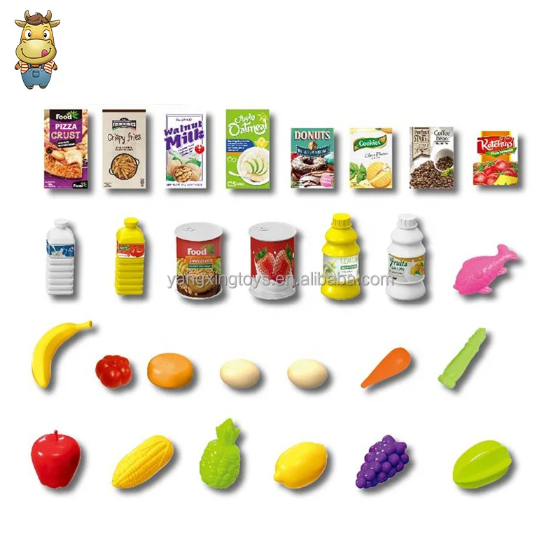 Kids Pretend Play Toy Supermarket Play Set Shopping Trolley Cart