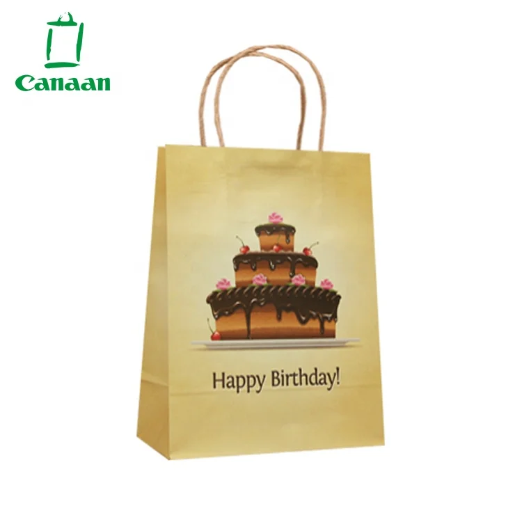 
Eco-Friendly Happy Birthday Printed Logo Colorful Birthday Gift Paper Bag With Twisted Paper Handle 