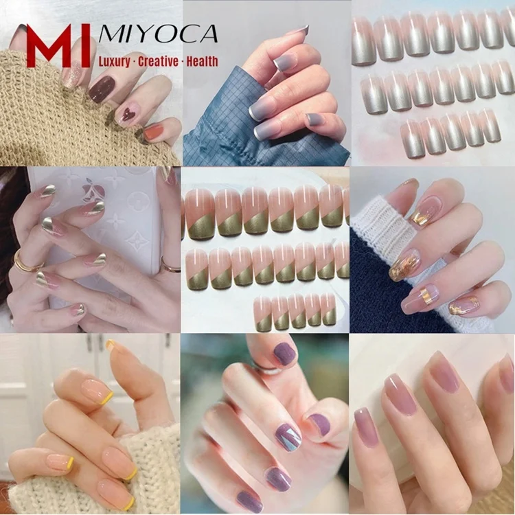 
MIYOCA Wholesale Beautiful Summer Nail Art Design Press on Nails Custom Logo Free Oem Ensemble De Faux Ongles with Glue 