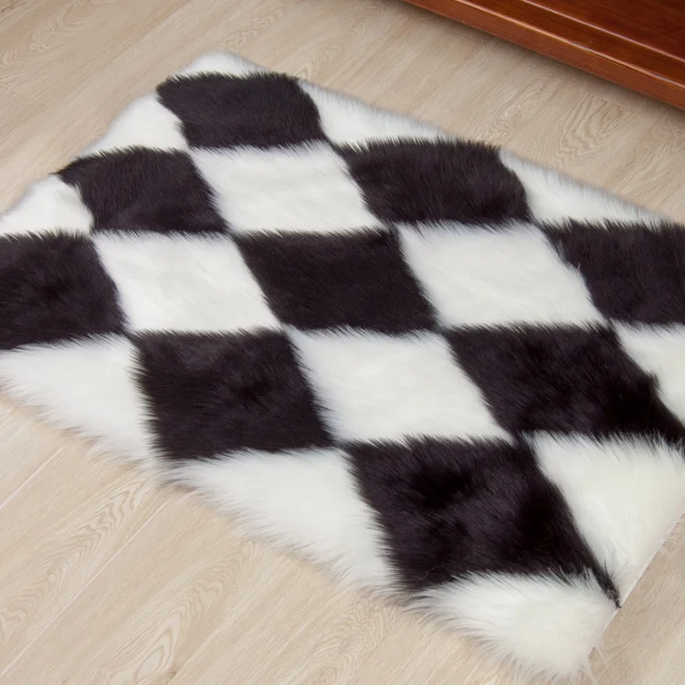 Soft Long Hair White Machine Bedside Washable Fluffy Fur Sheep Skin Rug For Bedroom