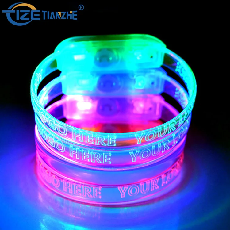 
Cheap Christmas Changing Color Glow In The Dark Wristband Custom Led Sound Tpu Concert Bracelet 