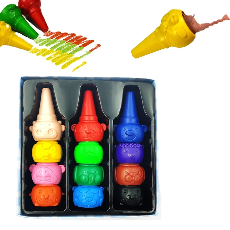 12colors animal shape plastic crayon,finger crayons for toddlers