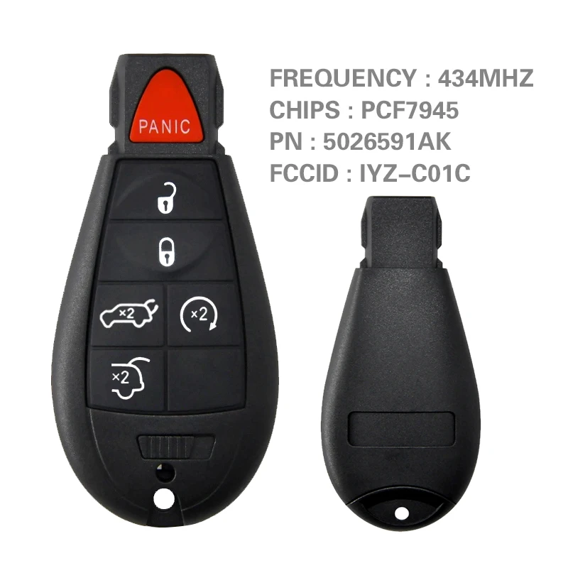 CN015100-7 Fobik IYZ-C01C Keyless Go For 2011-2019 Chrysler Town Country Dodge Caravan Jeep Aftermarket Key 434MHZ 5026591AK