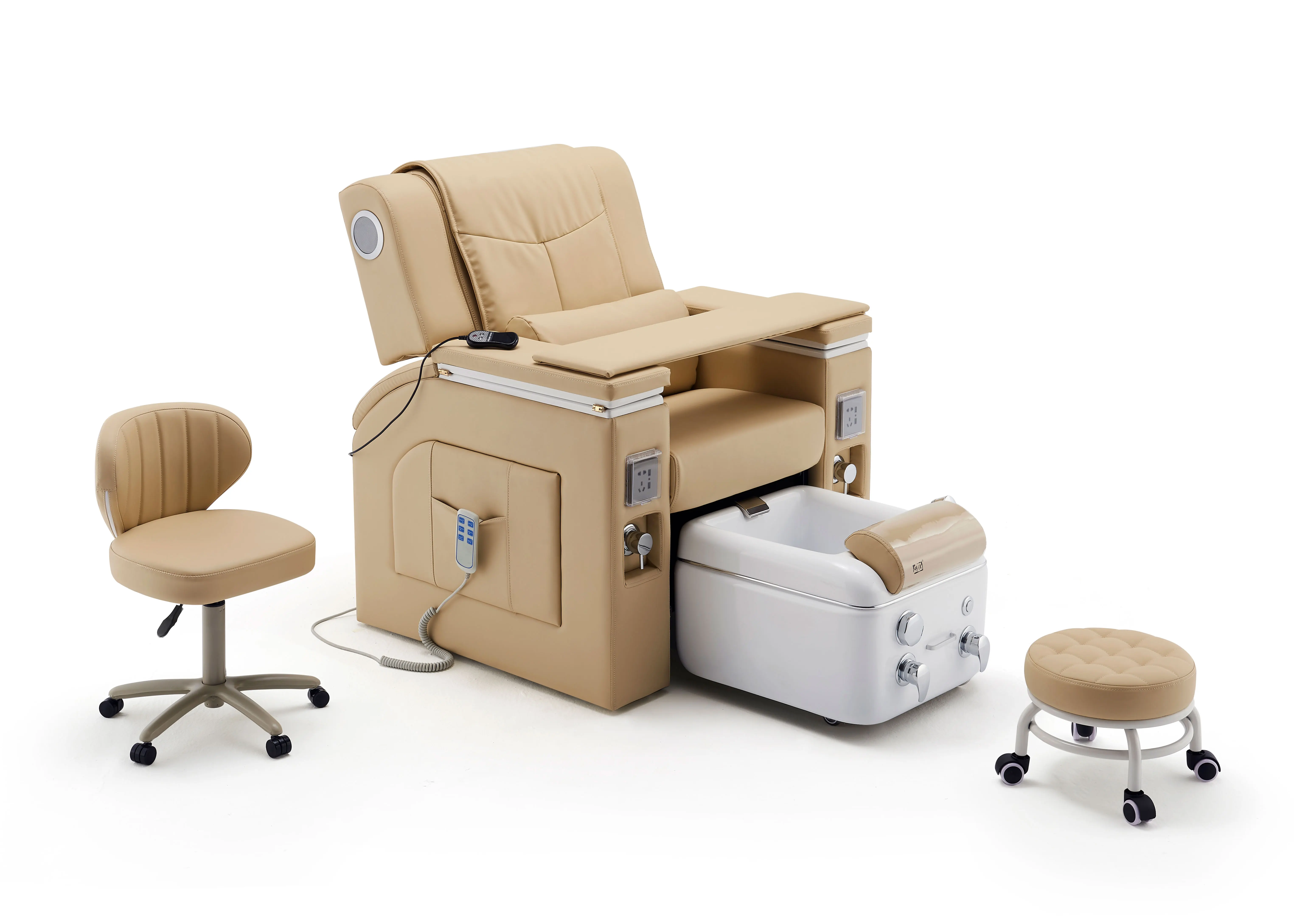 Hot sale massage back with pull out spray faucet and chaise de pedicure with sink bowl and nail chair