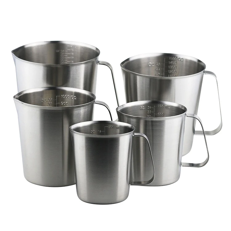 Wevi wholesale customized 500ml 1000ml 1500ml 2000ml Sustainable measuring jug stainless steel measuring cup set
