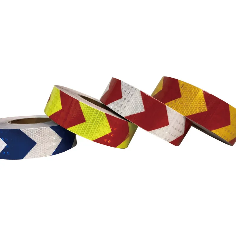 Hot sale PVC waterproof red and white reflective sticker arrow tape safety tape Reflective safety reflective safety tape