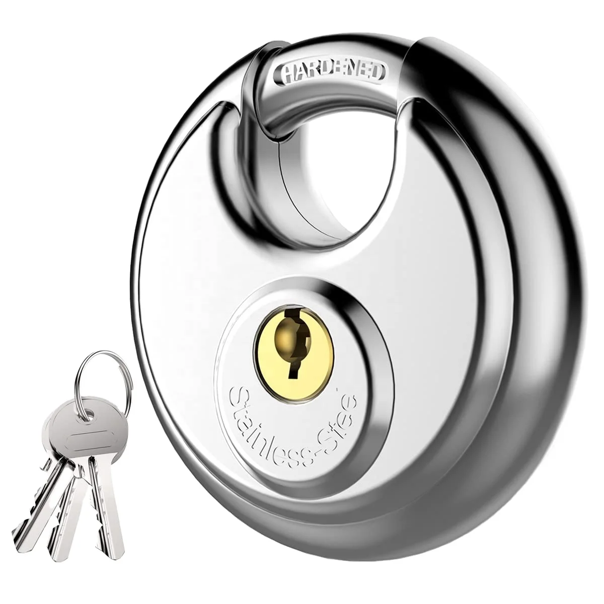heavy duty lock Stainless Steel Discus Lock with 3/8-Inch Shackle for Sheds, Storage Unit, Garages and Fence
