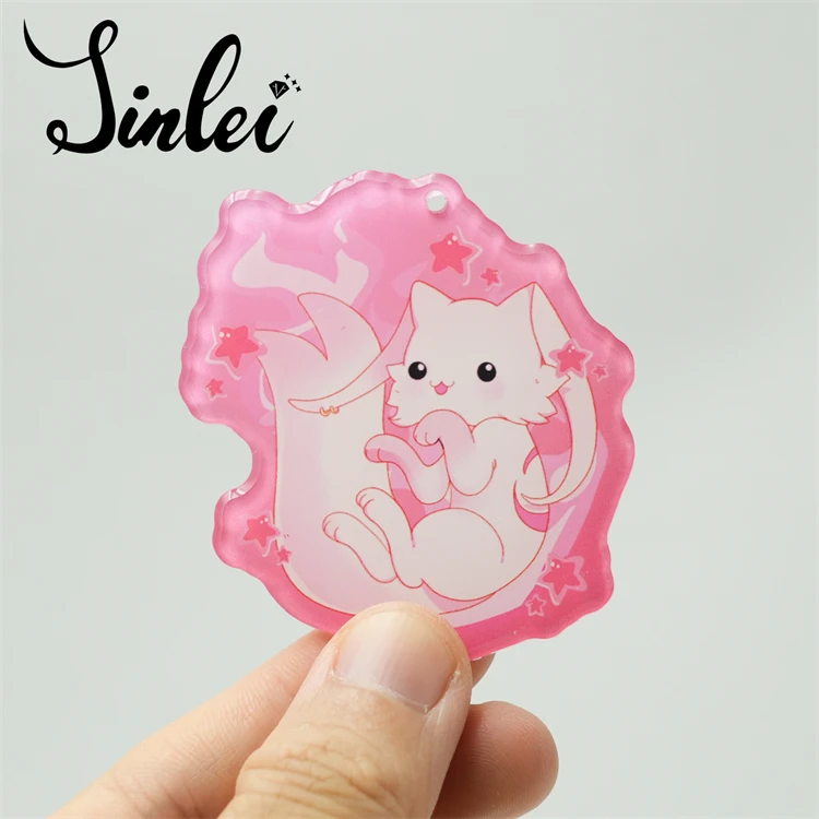 popular custom cnc cut  printed cartoon acrylic double sided opening and closing  keychain Custom anime Openable Shaker