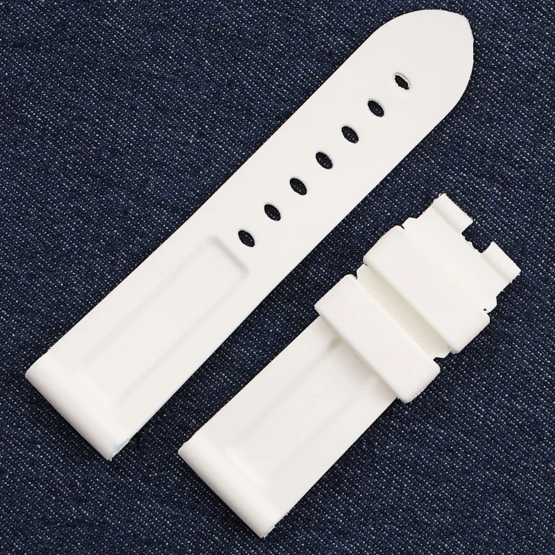 high quality 22 24 26mm black red blue yellow orange rubber watchband for Panerai pin buckle waterproof strap with full logo