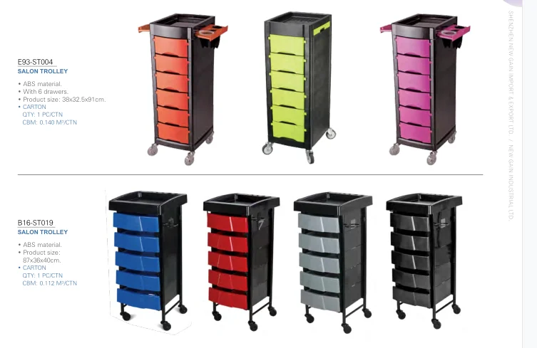 KIKI NEWGAIN  Rolling Trolley Cart Stand Beauty Instrument Tray Rolling Cart Beauty Salon Trolly with Wheel