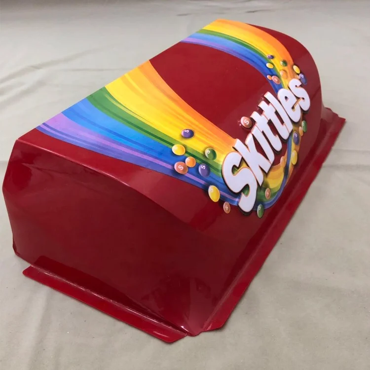 OEM Manufactured Skittles Candy Promotional Plastic Display Vacuum Forming