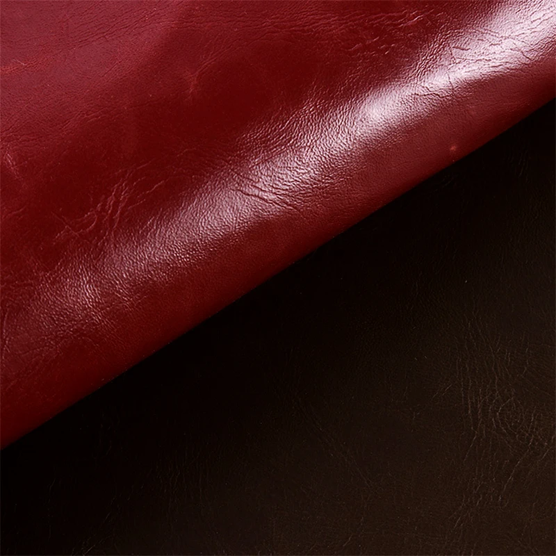 Stock Pu Artificial Faux Leather Oil Wax Pu Leather Red Brown Luggage Sofa Leather.