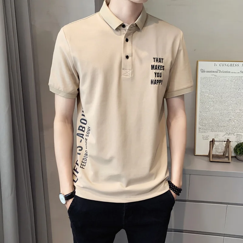 Manufacturers Spandex/Polyester Letters Short Sleeve Soft And Comfortable Sports Polo Shirts For Men