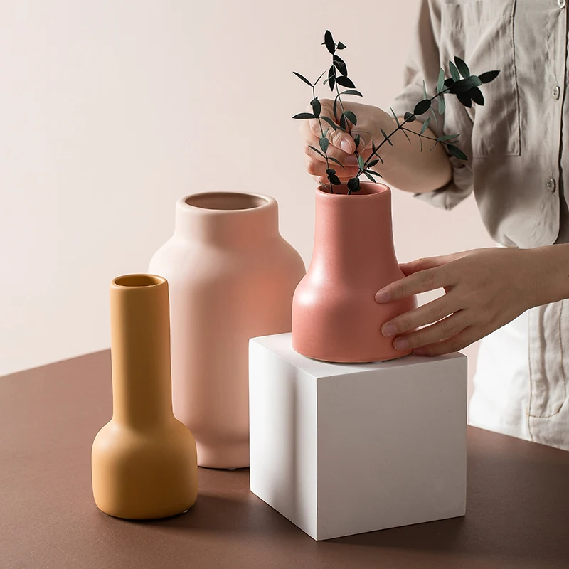 Пользовательский матовый цвет Morandi гостиная большая Современная матовая керамическая ваза в нордическом стиле для свадьбы домашний декор