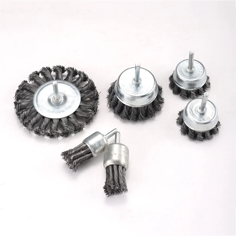  twisted steel Wire Brush Wheel Cup Set 9 Piece Brass Coated 1/4