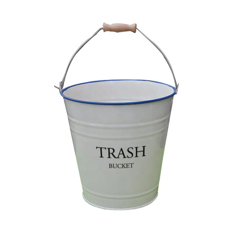 Household Galvanized  Wastebasket Trash Can With Handle Saving Waste Bin Customized Garbage Bucket Metal Trash Pail