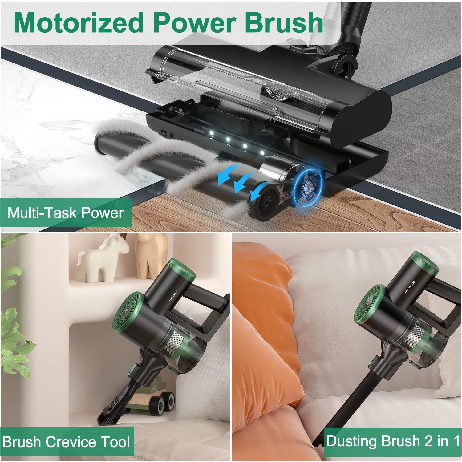 Wireless Handheld Stick Vacuum House Cleaner PRETTYCARE WP1 Smart 6*2500mAh Battery 20000Pa suction power For Home Carpet Sofa
