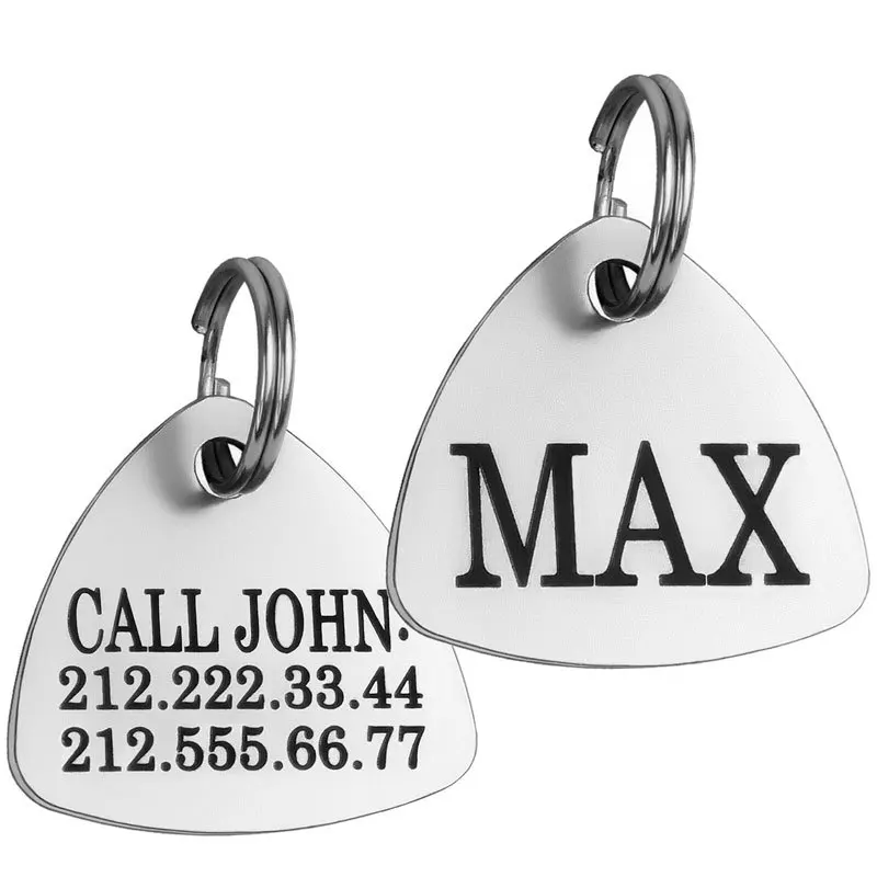 customization stainless steel engraved hart shape dog cat tags chain pet name tags necklace