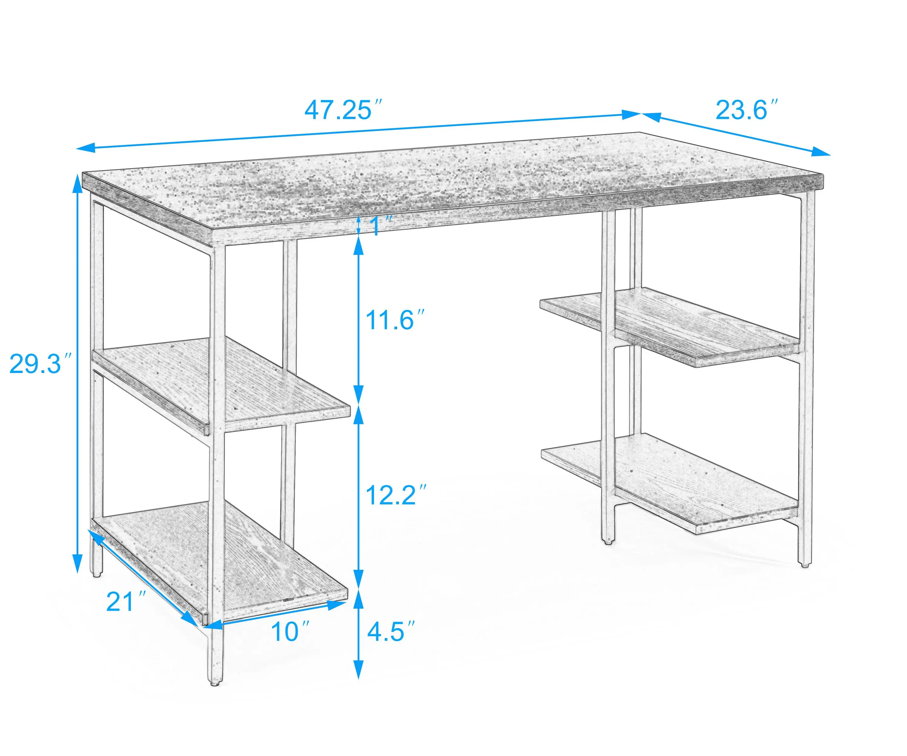 Simple Wooden Table With Multilayer Storage Rack Home Office Furniture